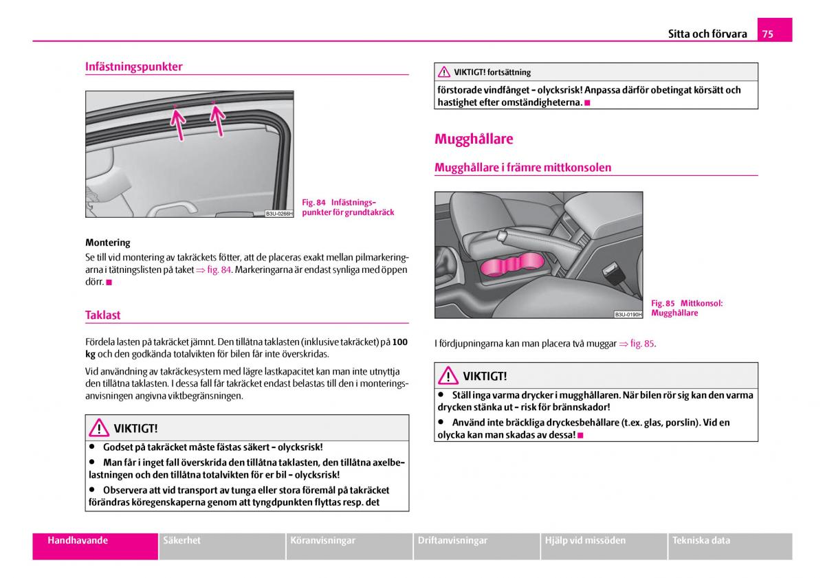 Skoda Superb I 1 instruktionsbok / page 76