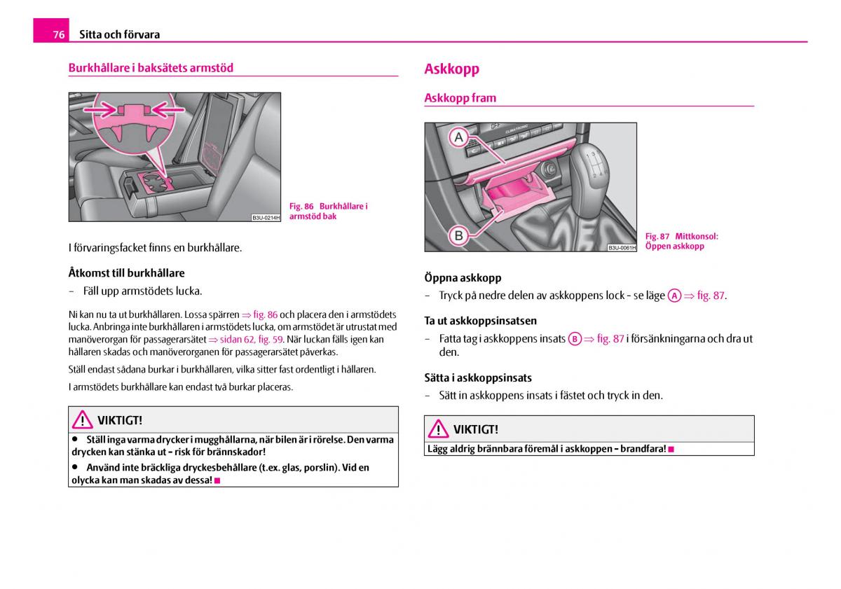 Skoda Superb I 1 instruktionsbok / page 77