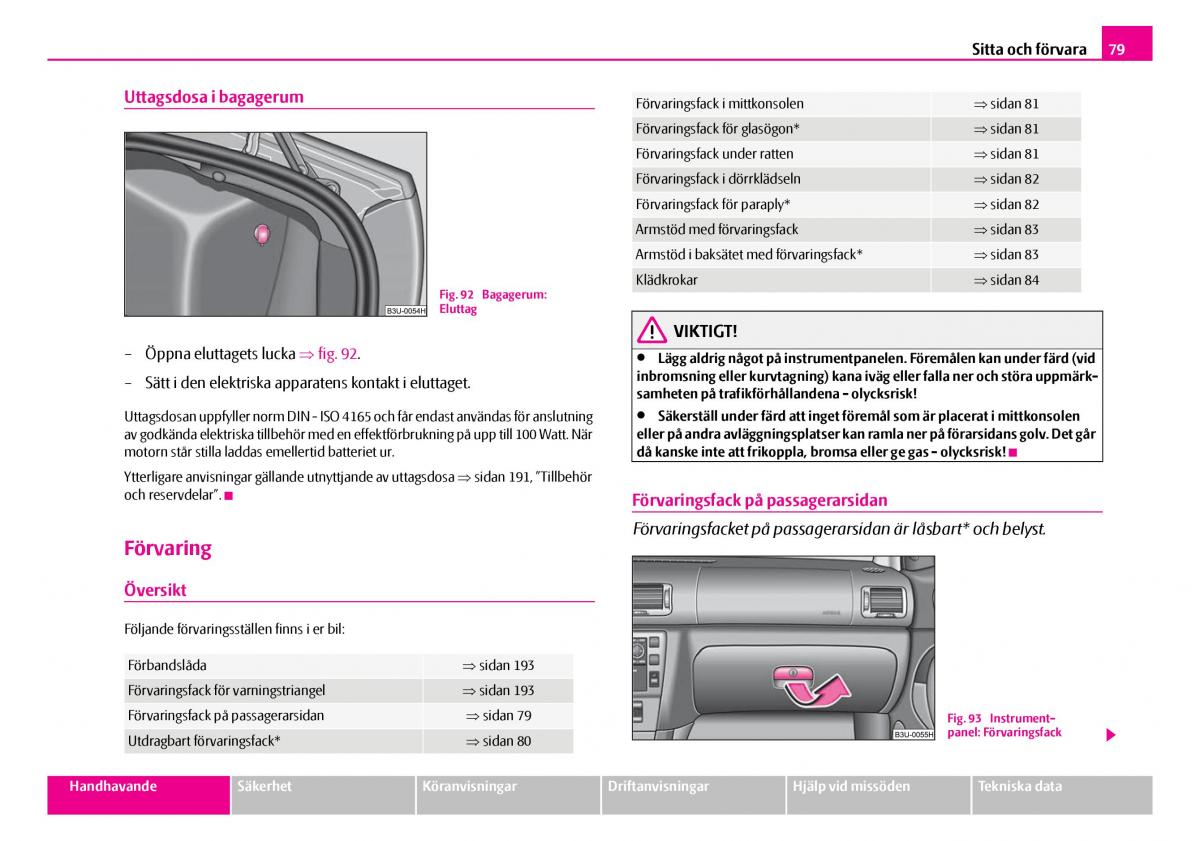 Skoda Superb I 1 instruktionsbok / page 80