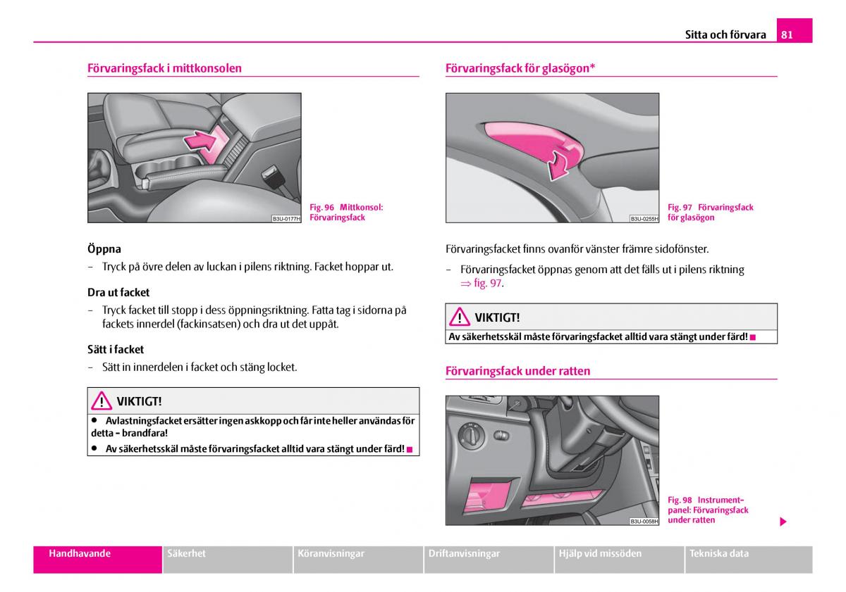 Skoda Superb I 1 instruktionsbok / page 82