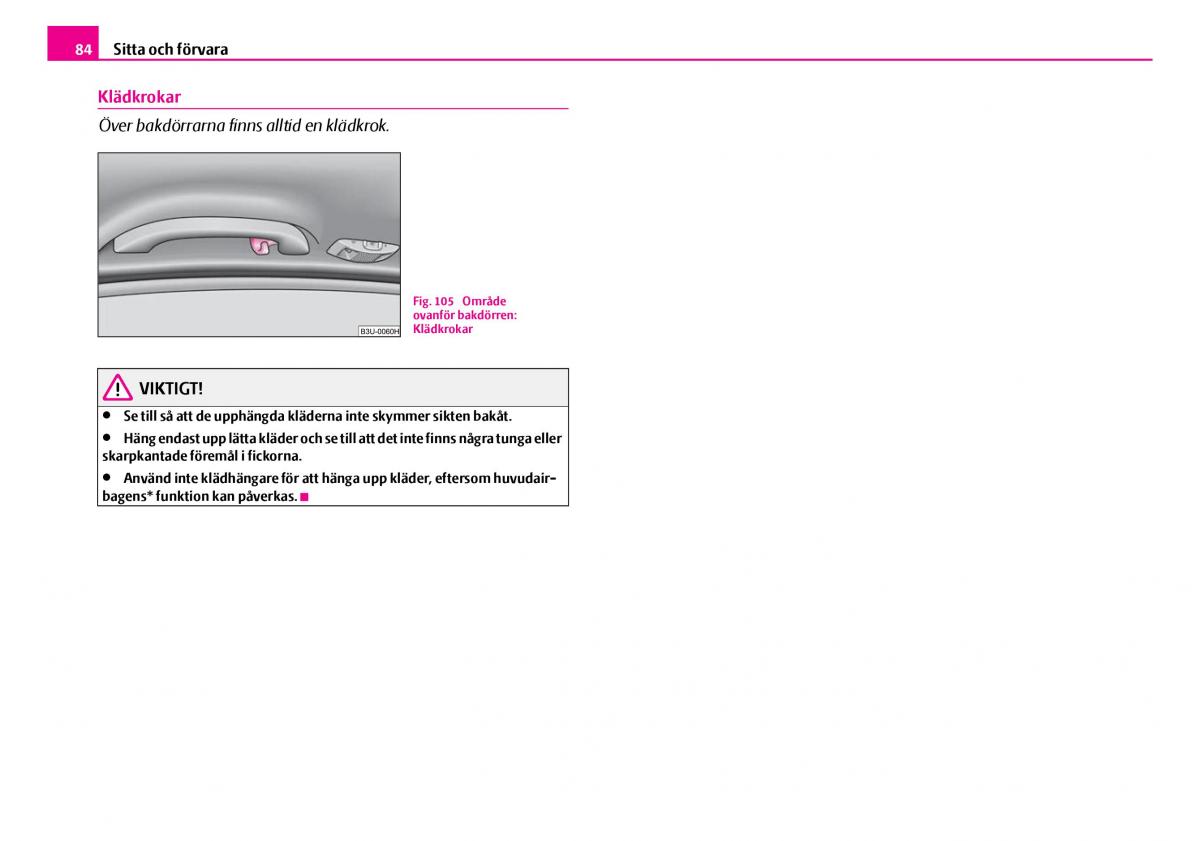 Skoda Superb I 1 instruktionsbok / page 85