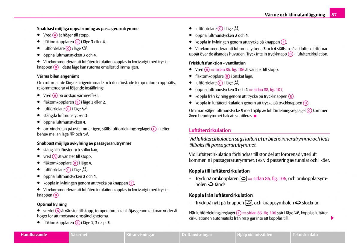 Skoda Superb I 1 instruktionsbok / page 88