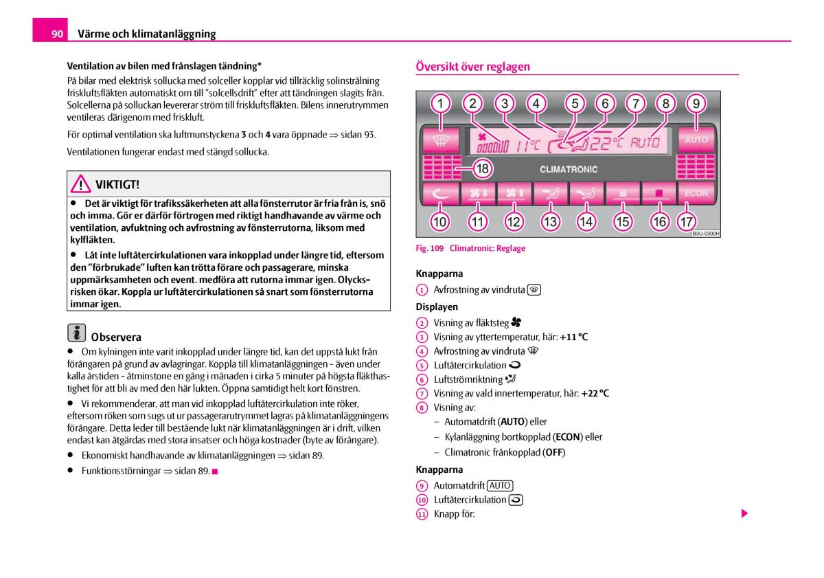 Skoda Superb I 1 instruktionsbok / page 91