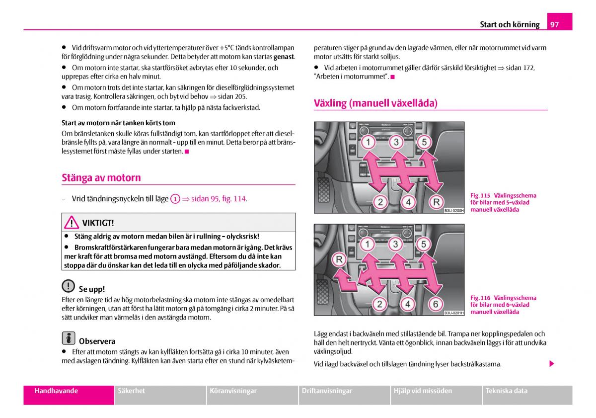 Skoda Superb I 1 instruktionsbok / page 98