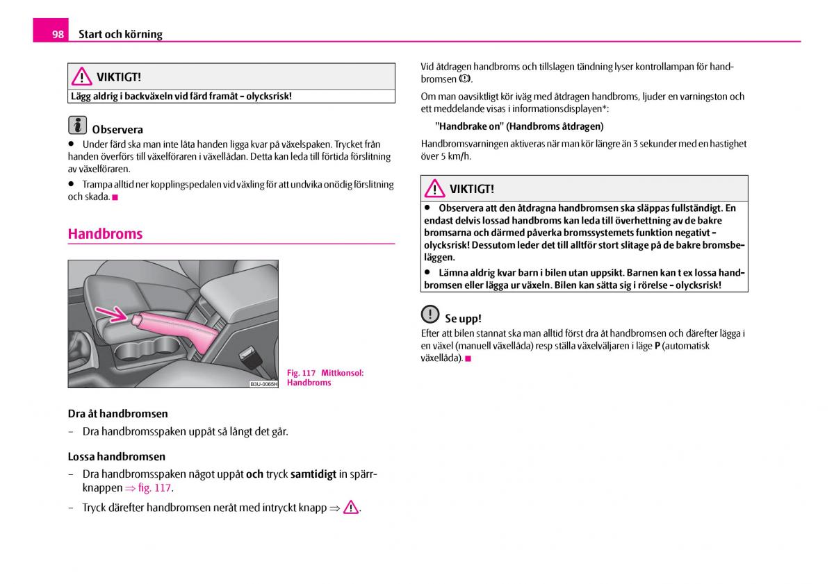 Skoda Superb I 1 instruktionsbok / page 99