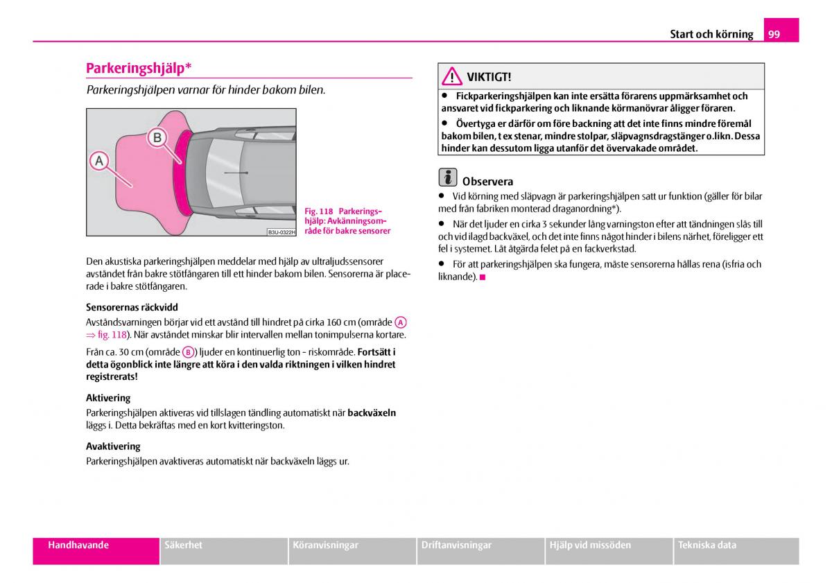 Skoda Superb I 1 instruktionsbok / page 100