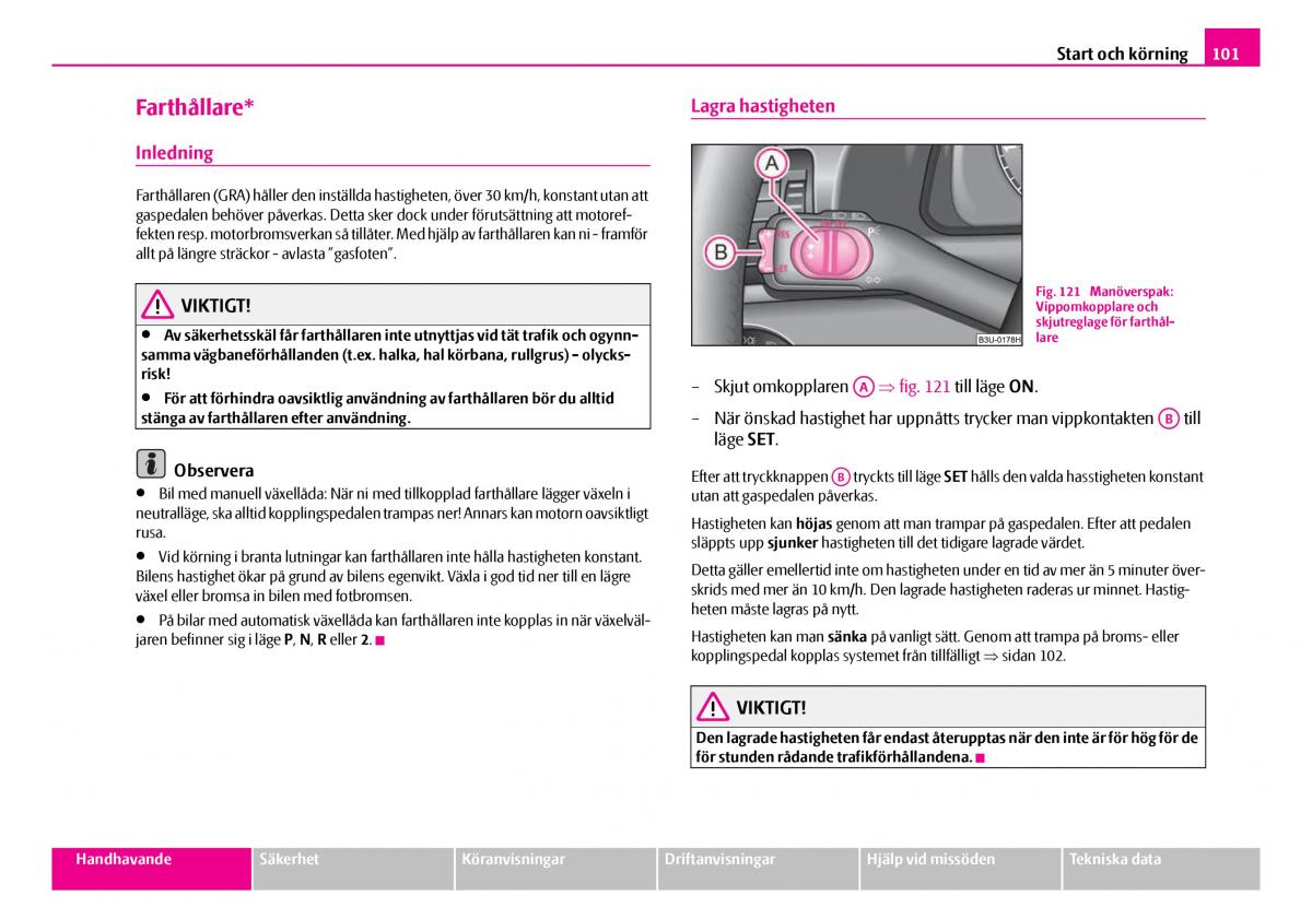 Skoda Superb I 1 instruktionsbok / page 102