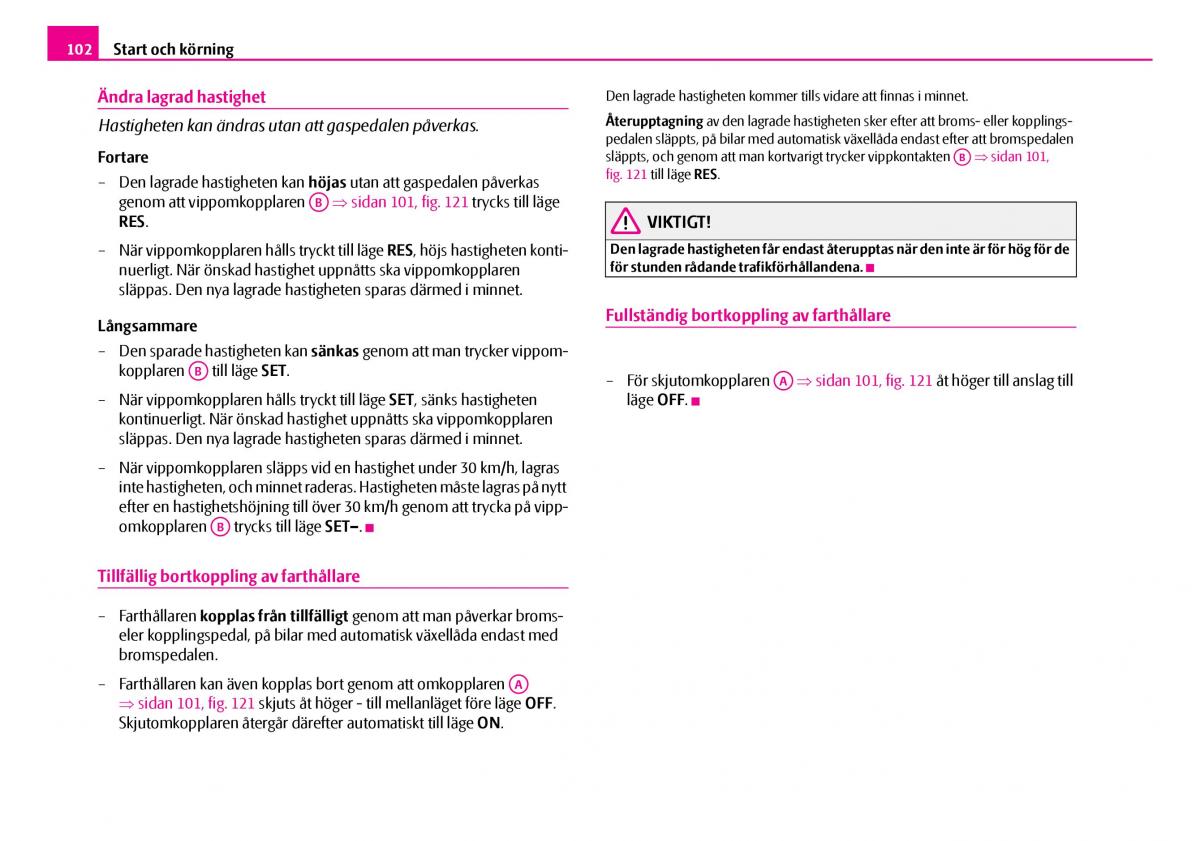 Skoda Superb I 1 instruktionsbok / page 103