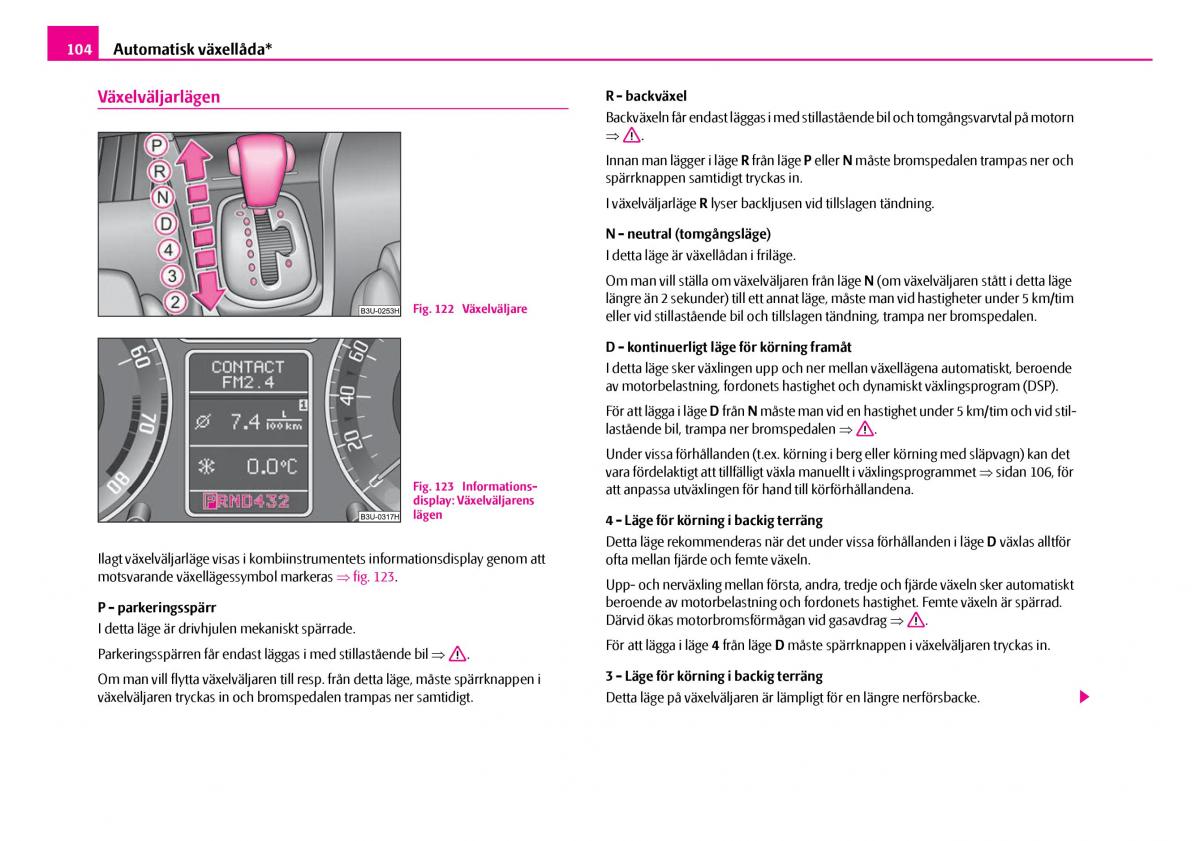 Skoda Superb I 1 instruktionsbok / page 105