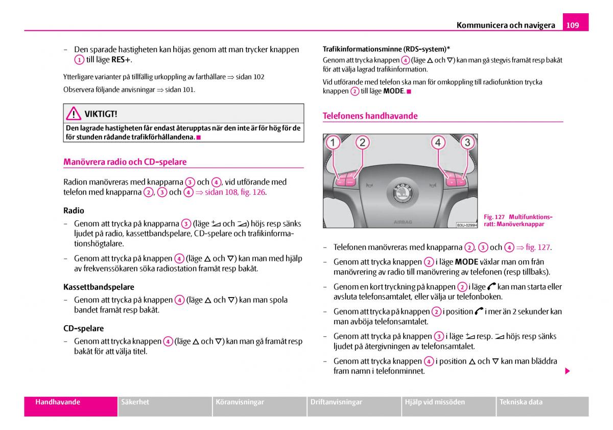 Skoda Superb I 1 instruktionsbok / page 110