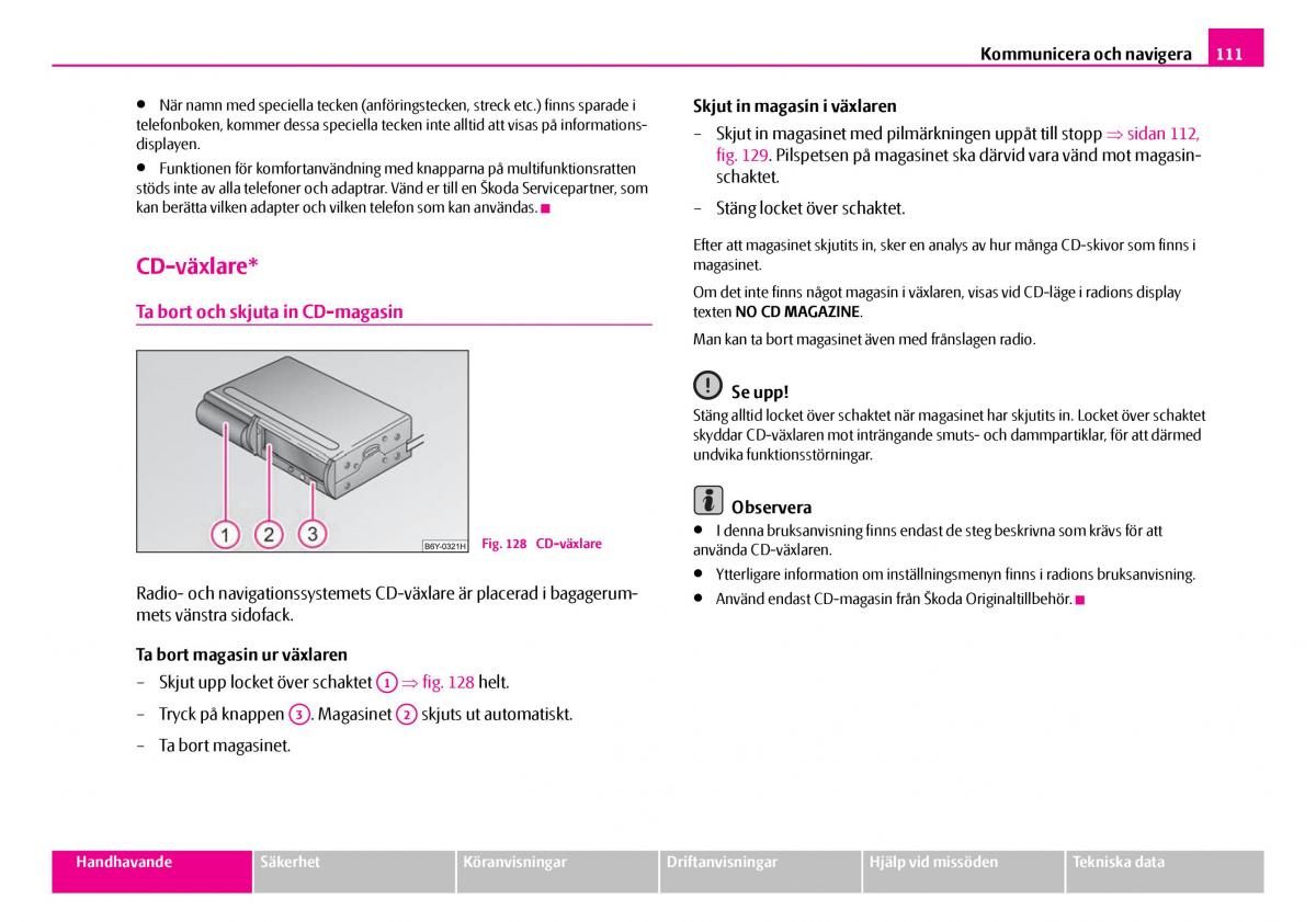 Skoda Superb I 1 instruktionsbok / page 112