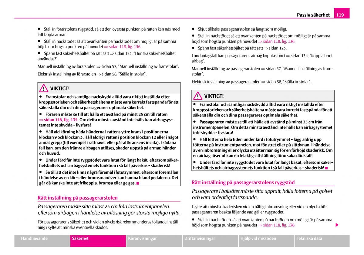 Skoda Superb I 1 instruktionsbok / page 120