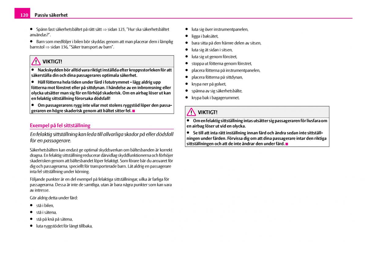 Skoda Superb I 1 instruktionsbok / page 121