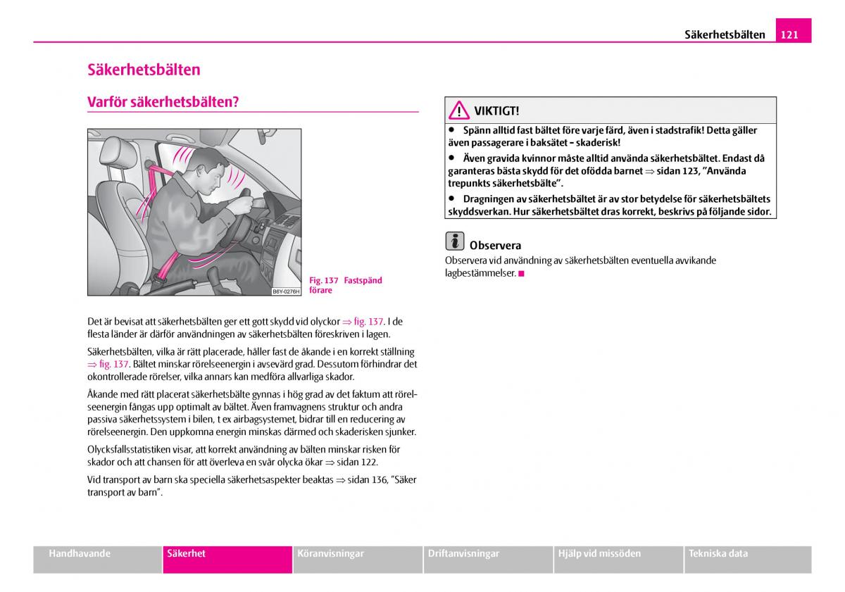 Skoda Superb I 1 instruktionsbok / page 122