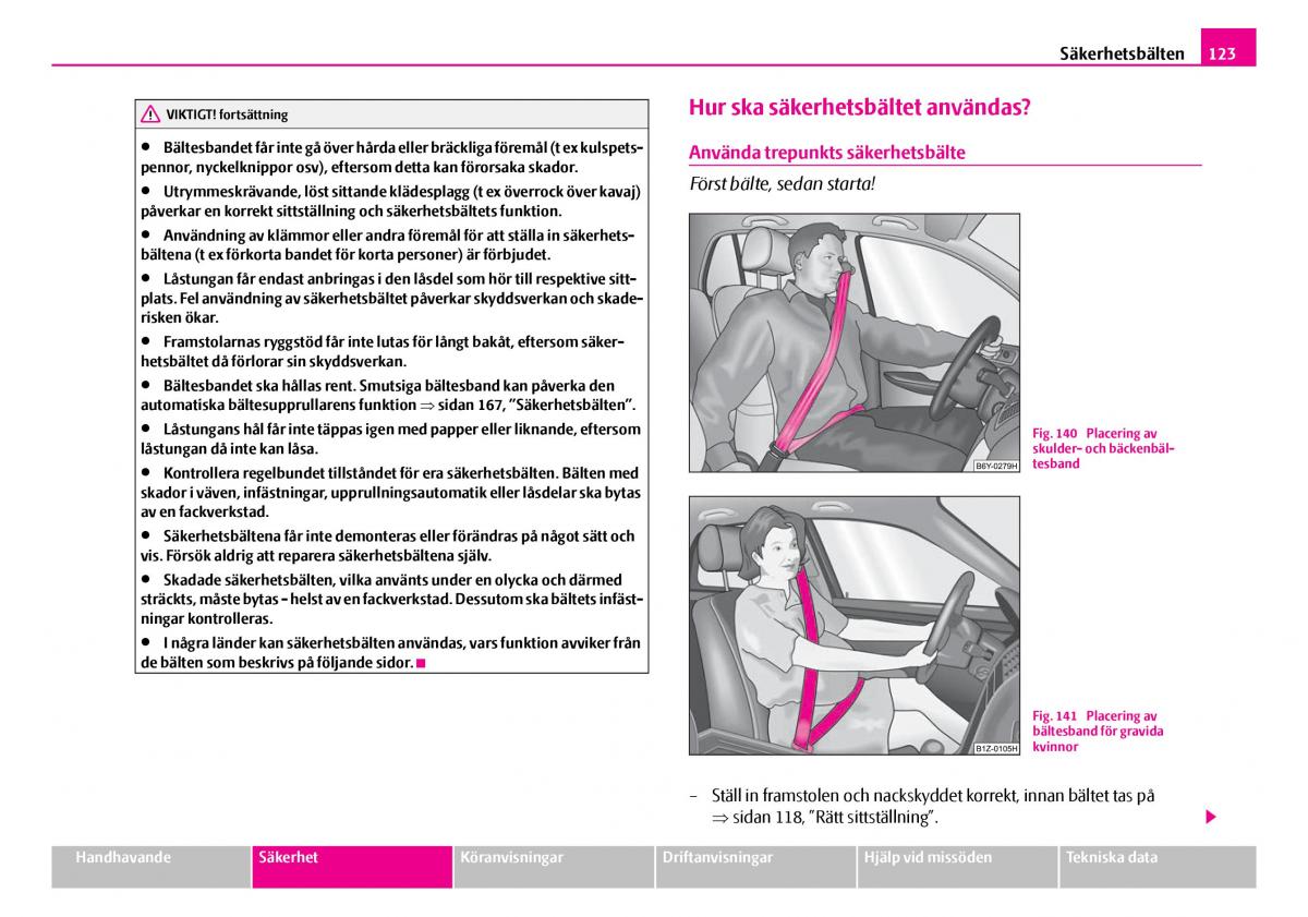 Skoda Superb I 1 instruktionsbok / page 124