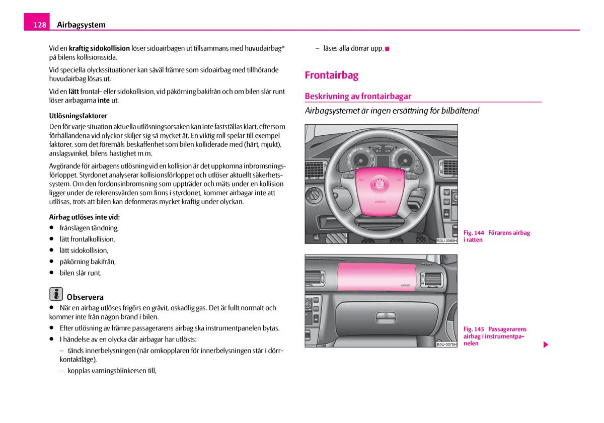 Skoda Superb I 1 instruktionsbok / page 129