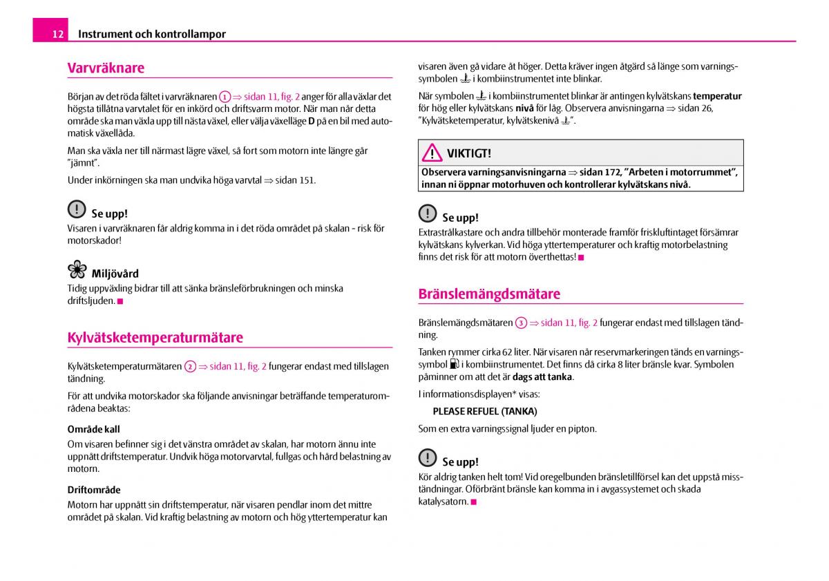 Skoda Superb I 1 instruktionsbok / page 13