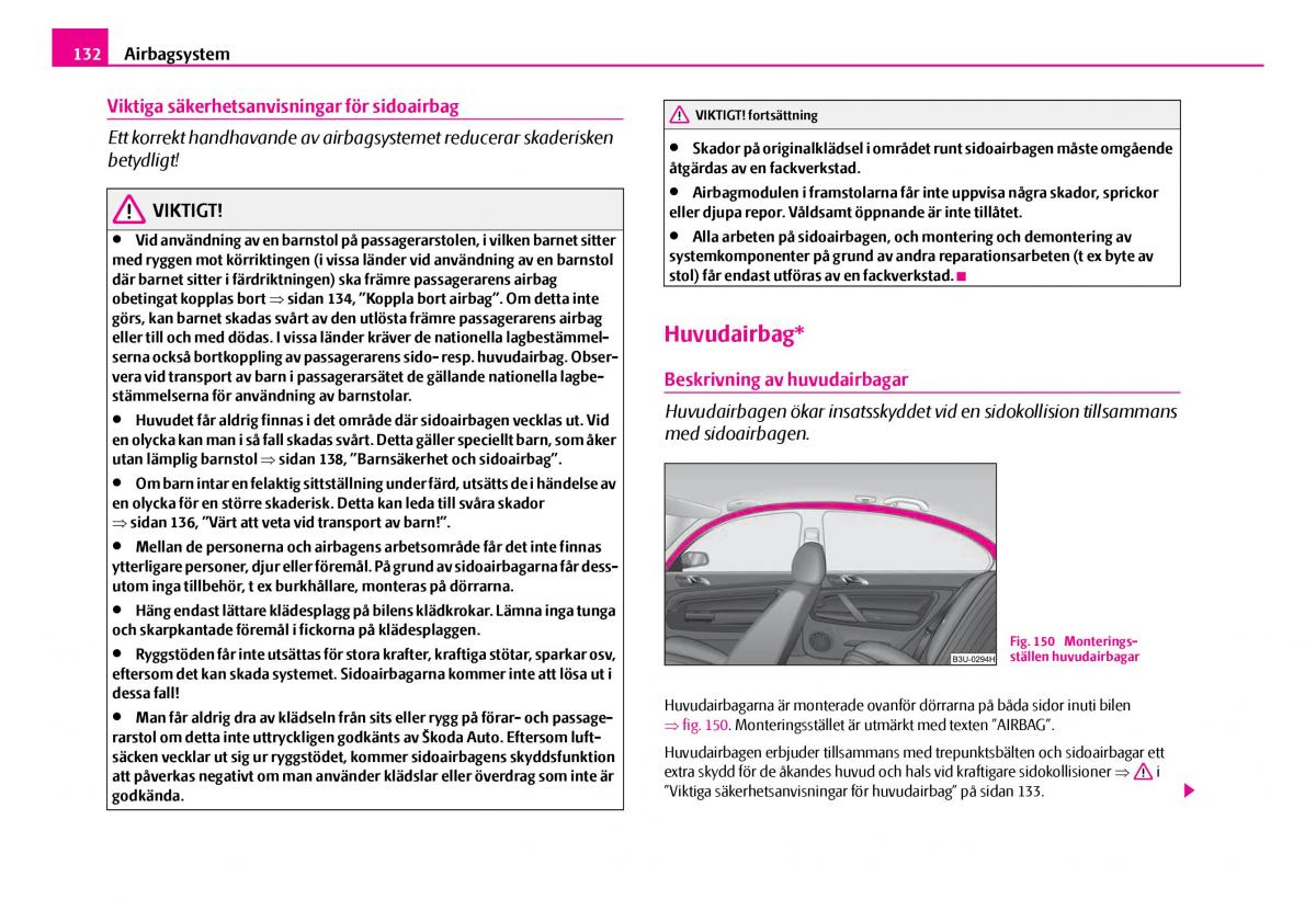 Skoda Superb I 1 instruktionsbok / page 133