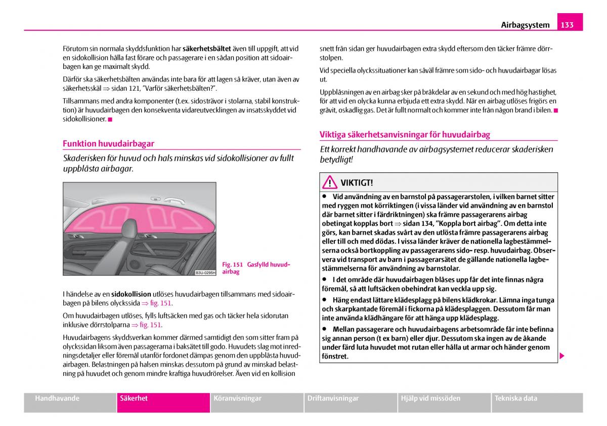 Skoda Superb I 1 instruktionsbok / page 134