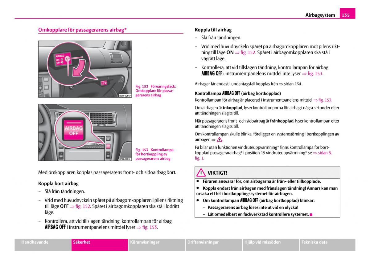 Skoda Superb I 1 instruktionsbok / page 136