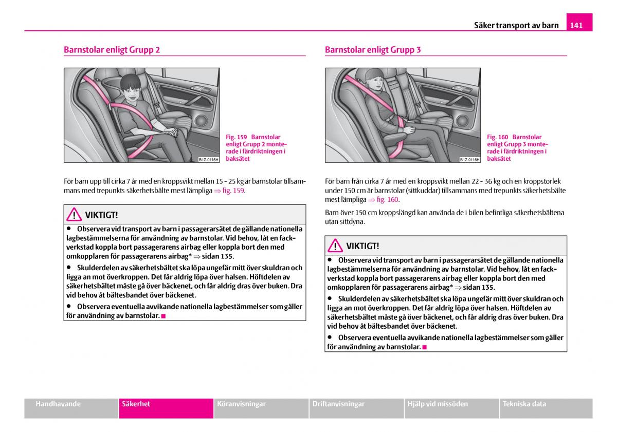 Skoda Superb I 1 instruktionsbok / page 142