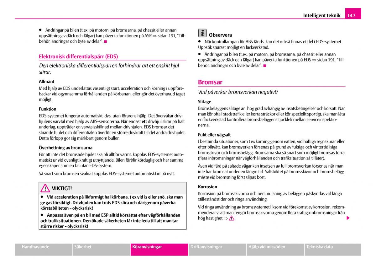 Skoda Superb I 1 instruktionsbok / page 148