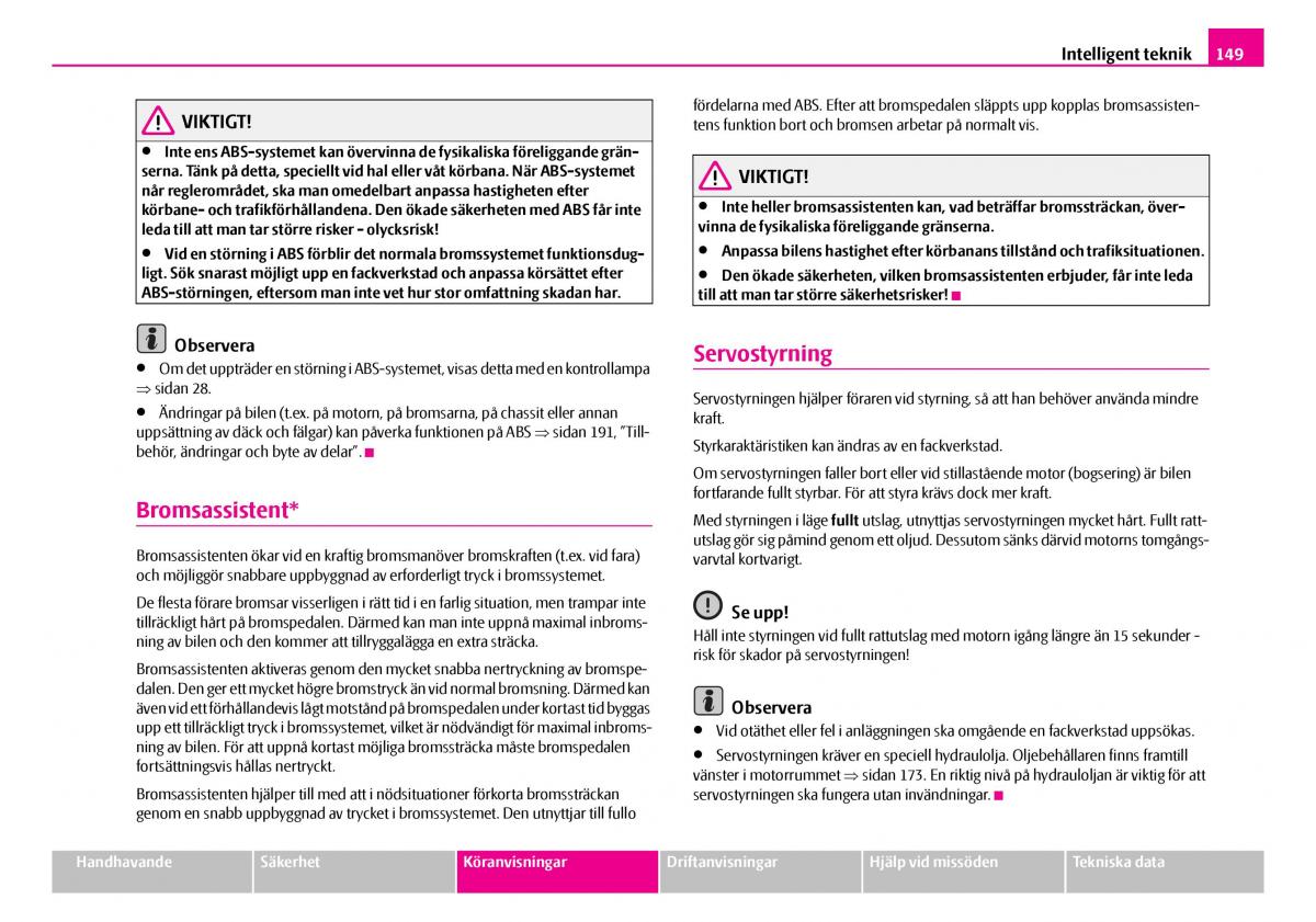 Skoda Superb I 1 instruktionsbok / page 150