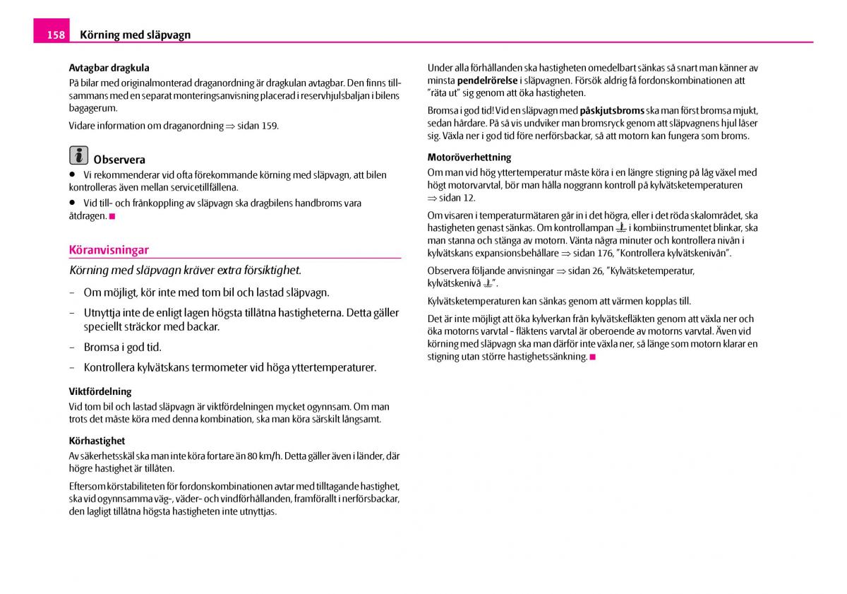 Skoda Superb I 1 instruktionsbok / page 159