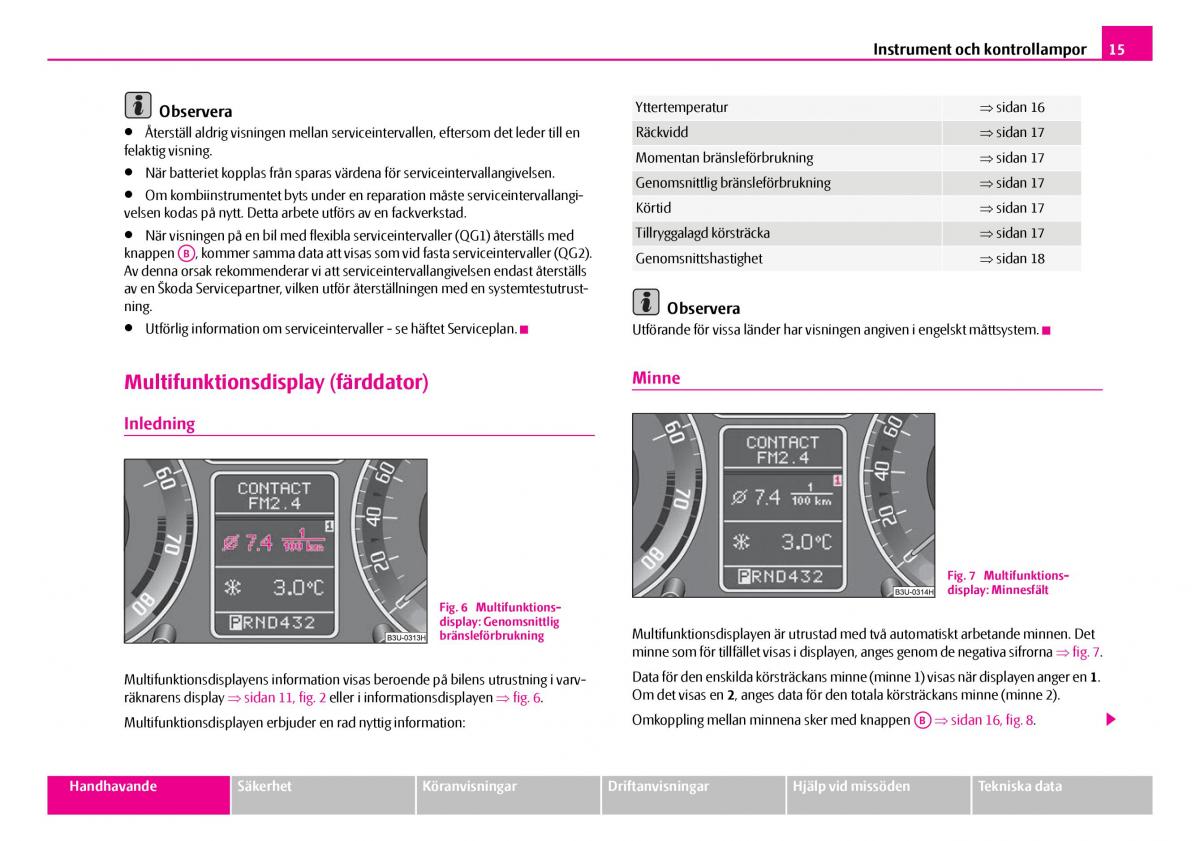 Skoda Superb I 1 instruktionsbok / page 16