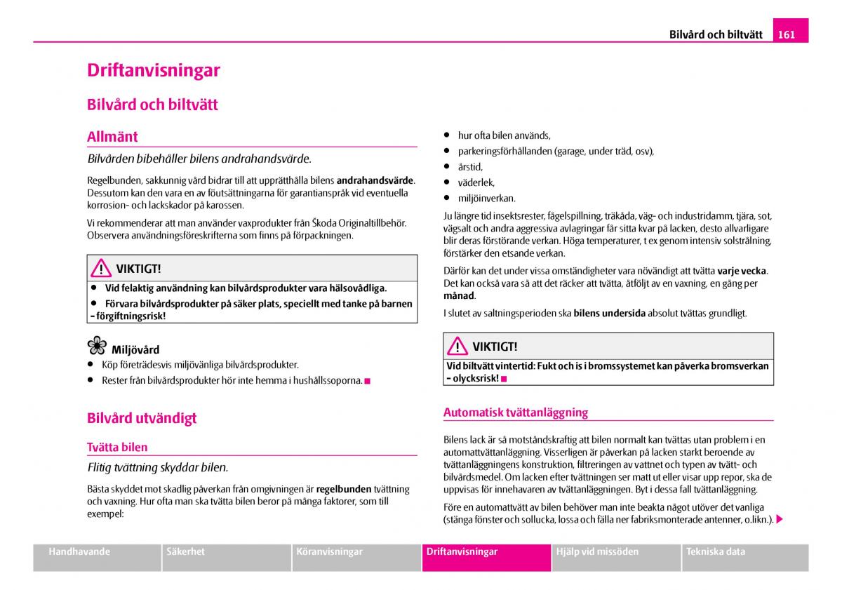 Skoda Superb I 1 instruktionsbok / page 162