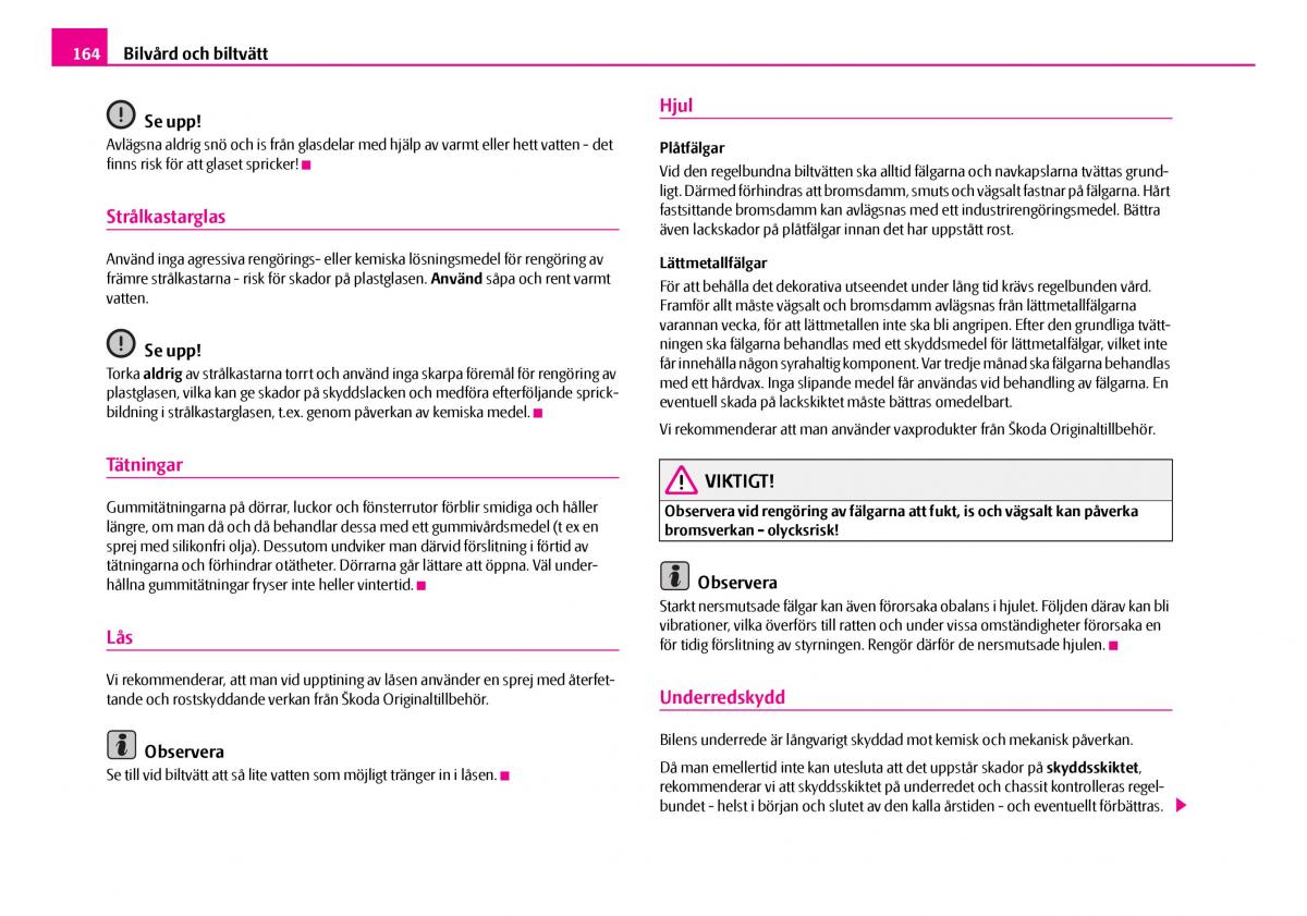 Skoda Superb I 1 instruktionsbok / page 165