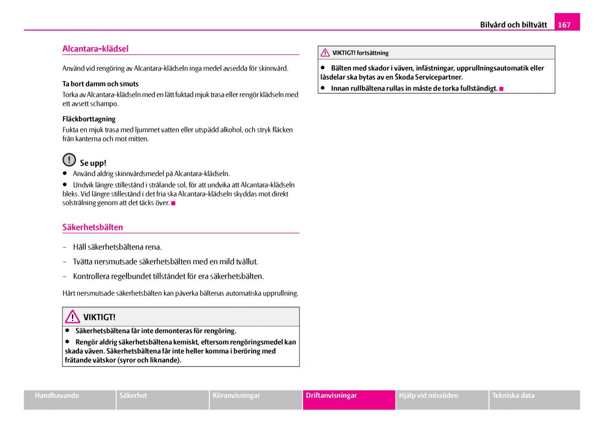 Skoda Superb I 1 instruktionsbok / page 168