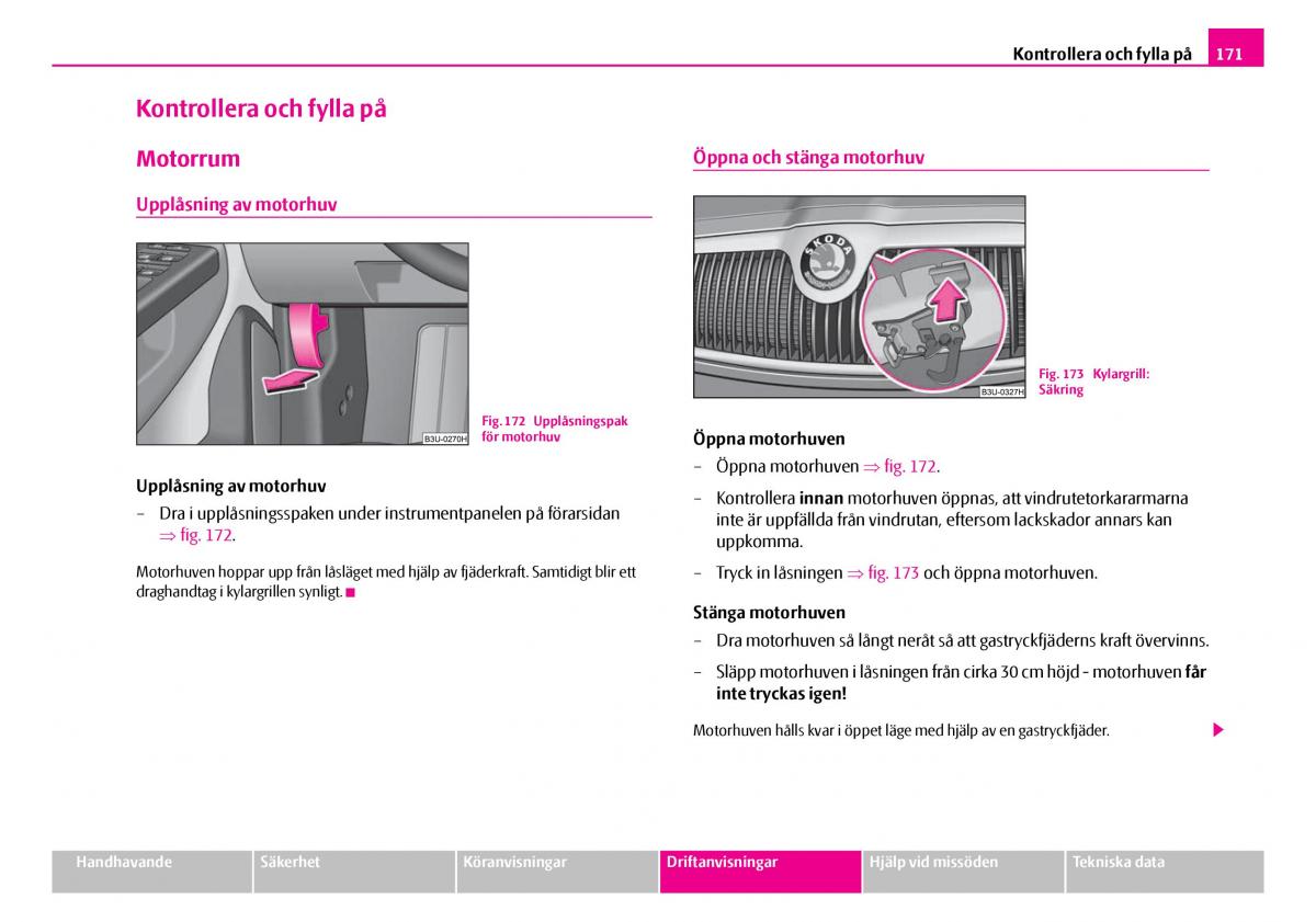 Skoda Superb I 1 instruktionsbok / page 172