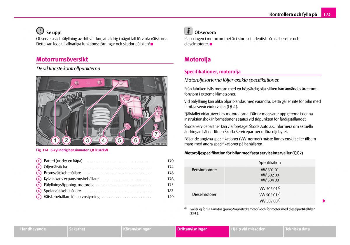 Skoda Superb I 1 instruktionsbok / page 174