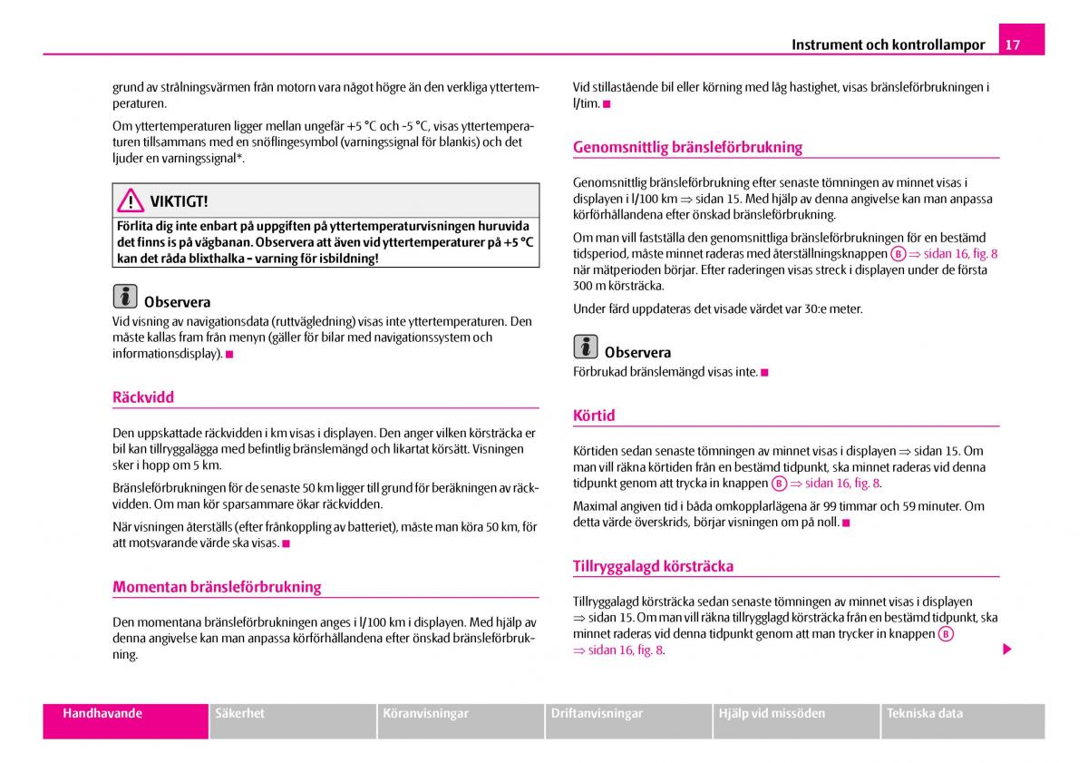 Skoda Superb I 1 instruktionsbok / page 18