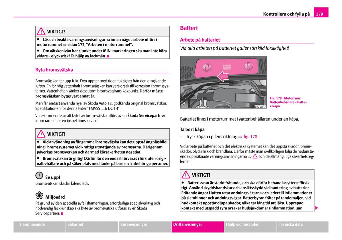 Skoda Superb I 1 instruktionsbok / page 180