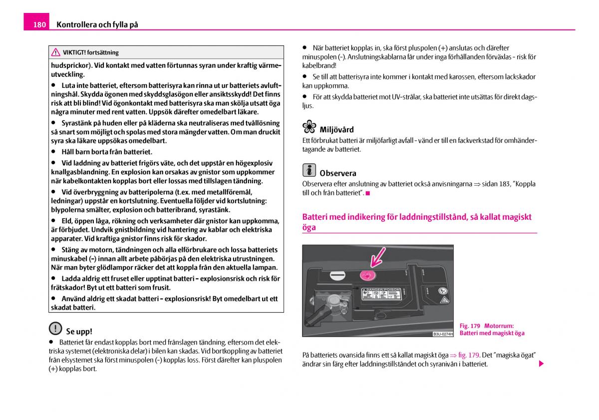 Skoda Superb I 1 instruktionsbok / page 181