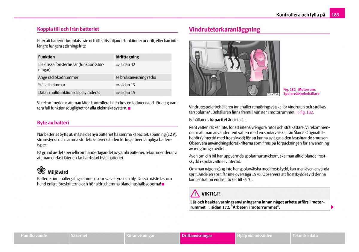 Skoda Superb I 1 instruktionsbok / page 184