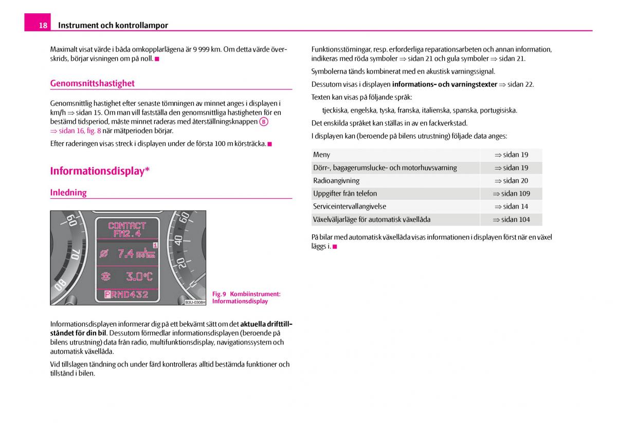 Skoda Superb I 1 instruktionsbok / page 19