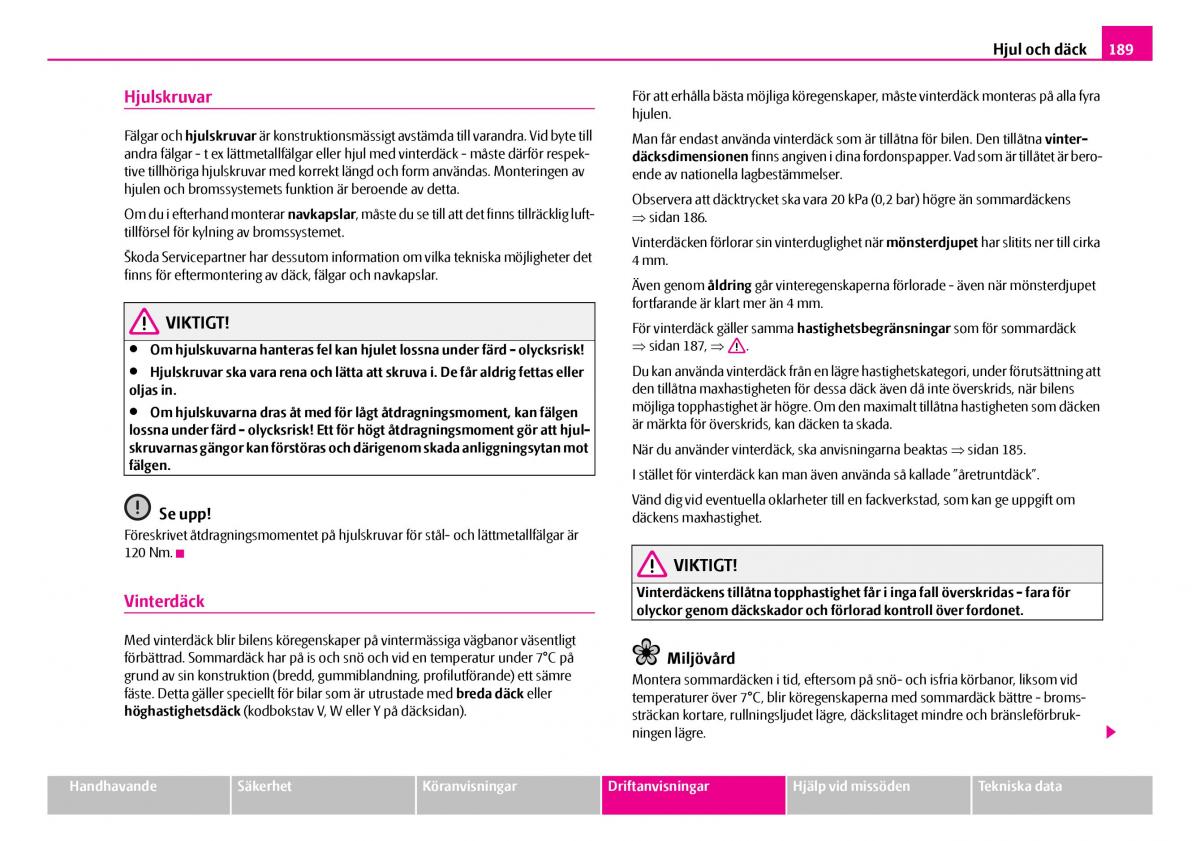 Skoda Superb I 1 instruktionsbok / page 190