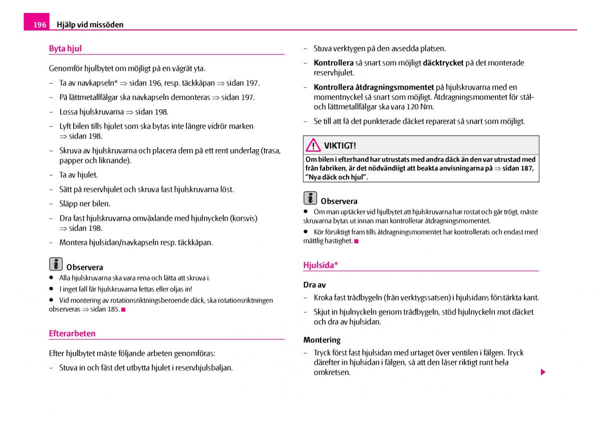 Skoda Superb I 1 instruktionsbok / page 197