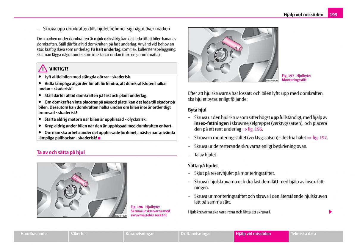 Skoda Superb I 1 instruktionsbok / page 200