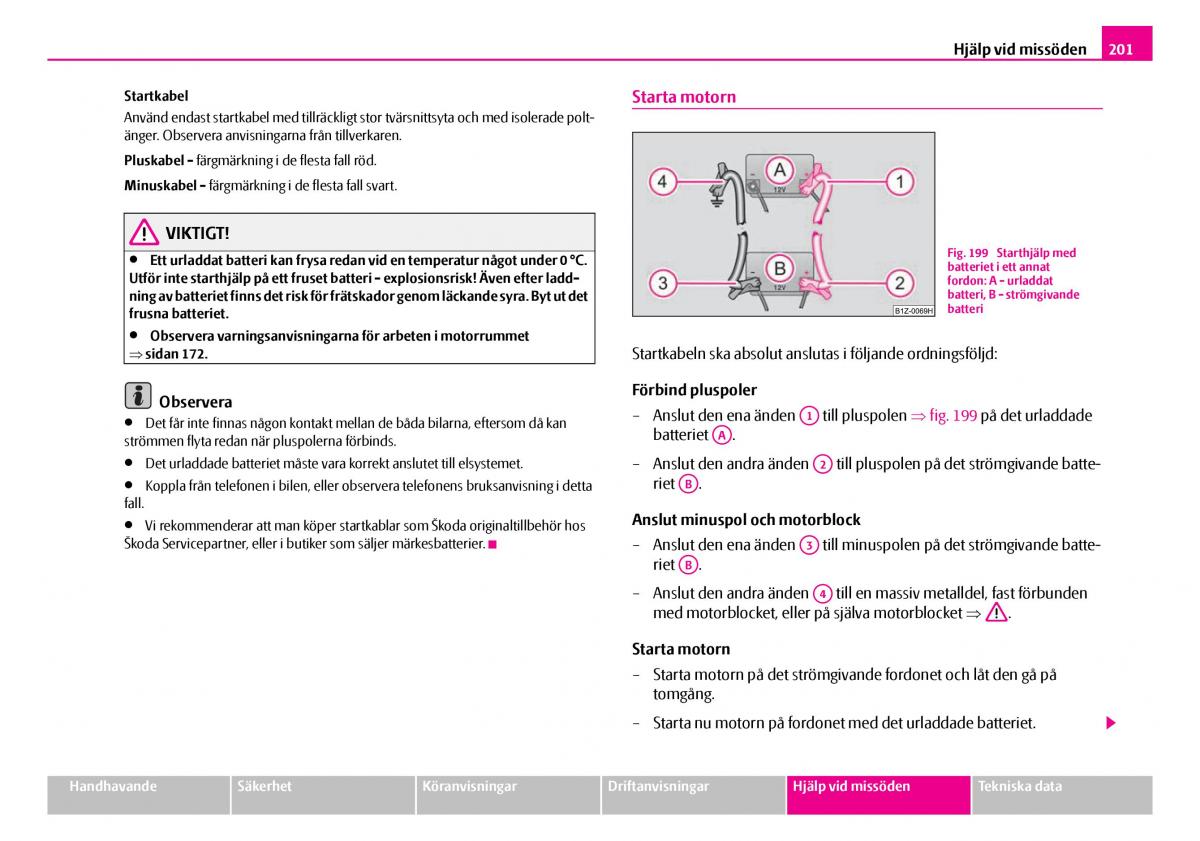 Skoda Superb I 1 instruktionsbok / page 202