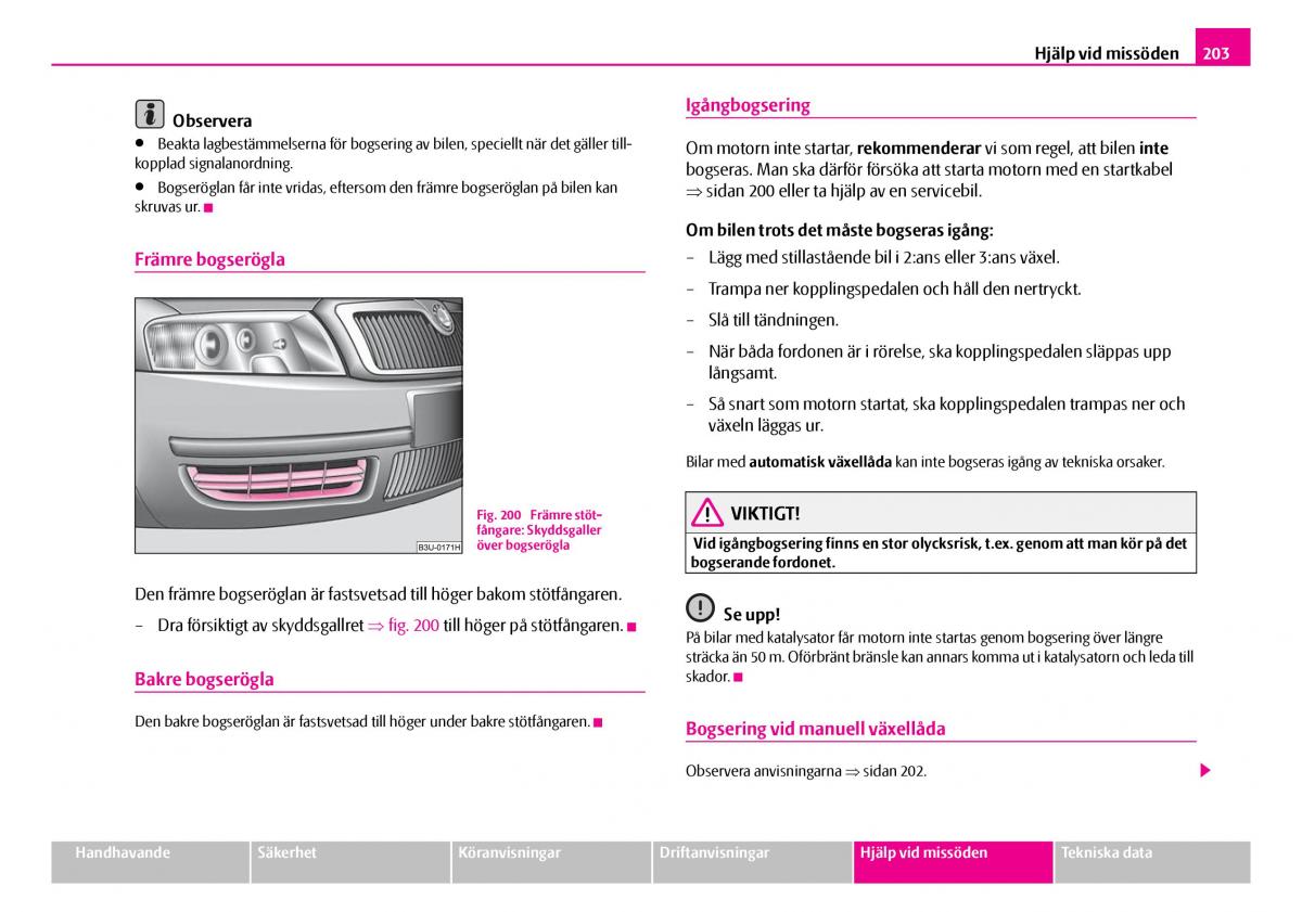 Skoda Superb I 1 instruktionsbok / page 204