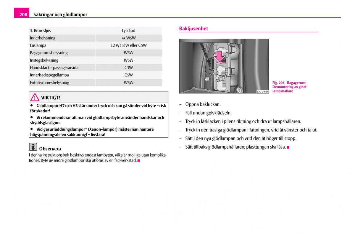 Skoda Superb I 1 instruktionsbok / page 209