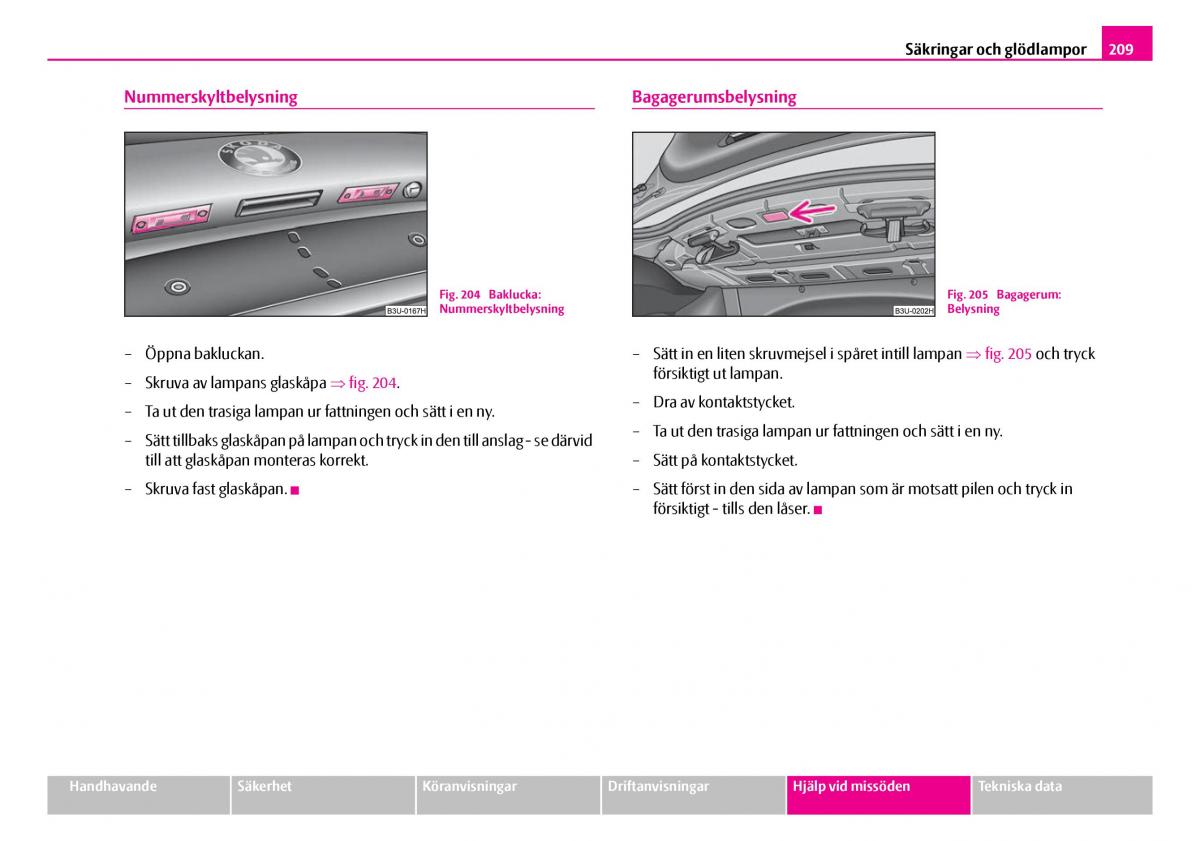 Skoda Superb I 1 instruktionsbok / page 210