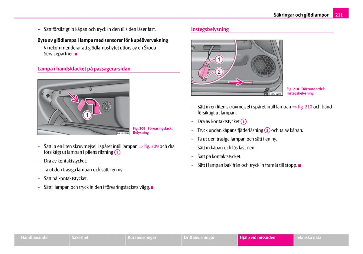 Skoda Superb I 1 instruktionsbok / page 212