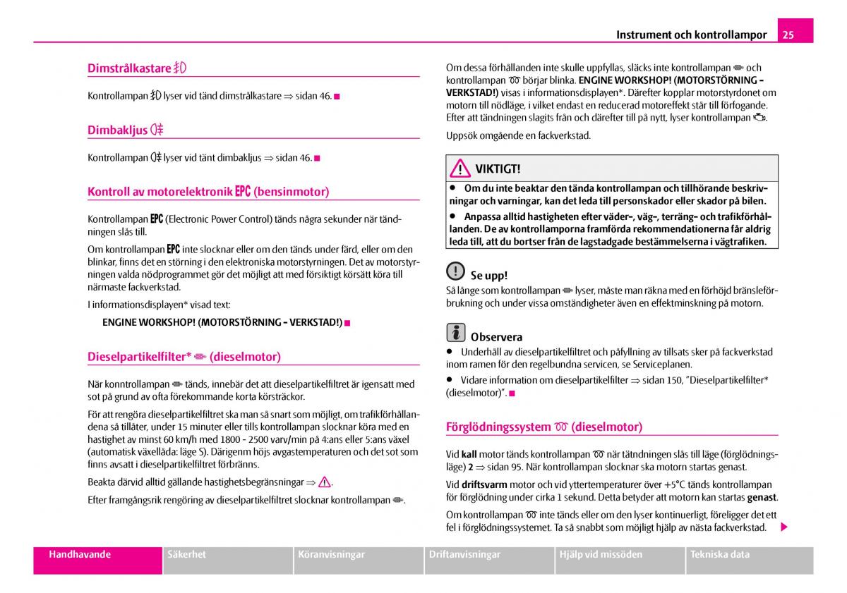 Skoda Superb I 1 instruktionsbok / page 26