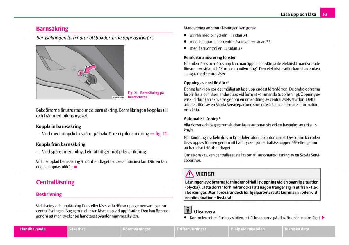 Skoda Superb I 1 instruktionsbok / page 34