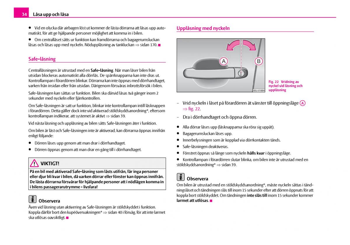 Skoda Superb I 1 instruktionsbok / page 35